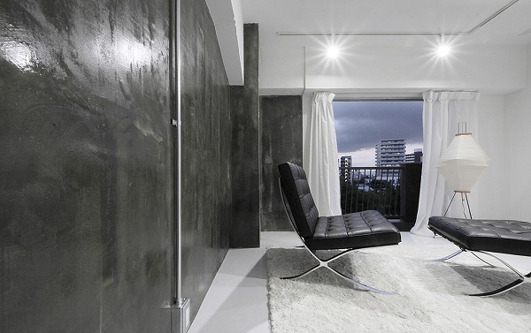 minimalist jun murata leaden wall in white space modern