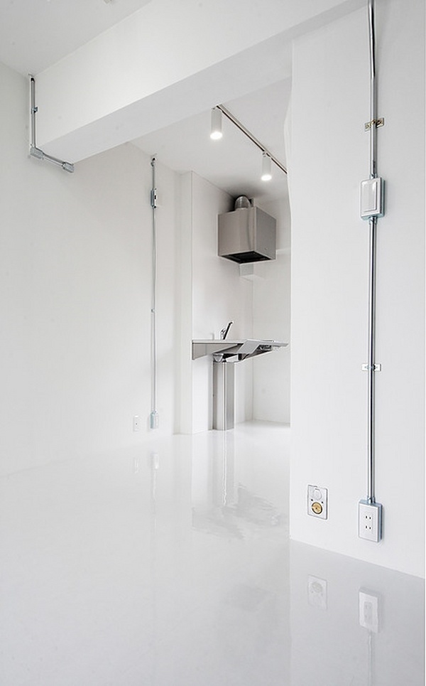 minimalist interior jun murata white floor glossy finish