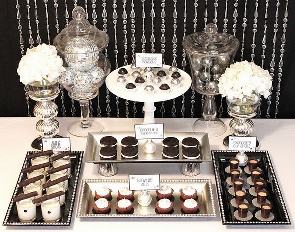 new year party decorations ideas black and silver dessert table