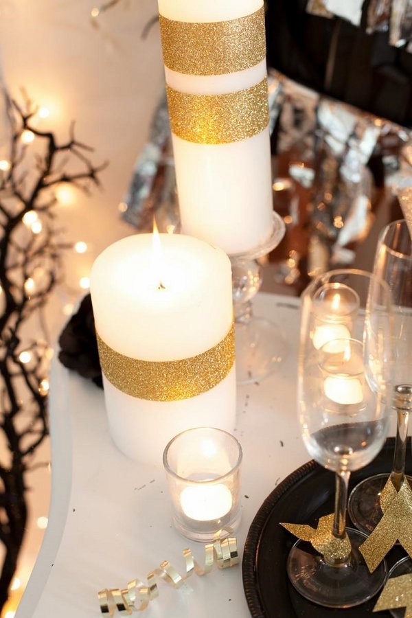new years eve party decorations ideas candles gold accents