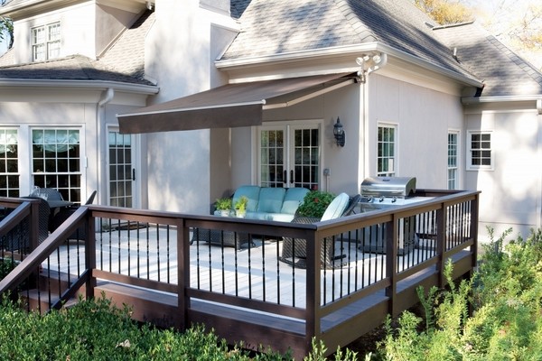  patio deck shading ideas retractable sunshade deck railing
