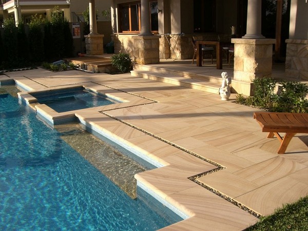 sandstone pool coping deck patio design ideas 