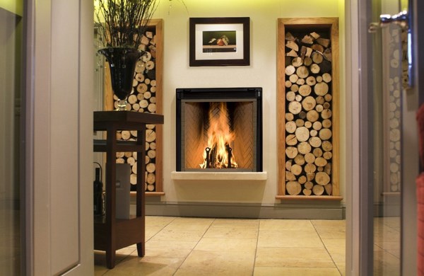 wood burning zero clearance fireplace modern interior