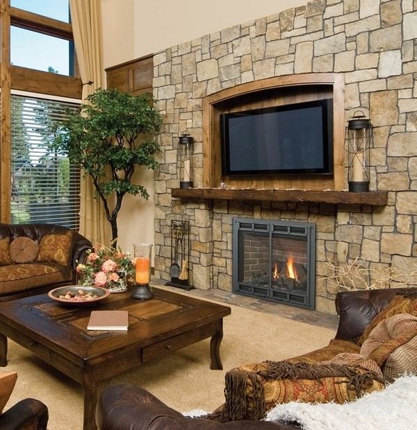 fireplace ideas living room design stone wall decor 