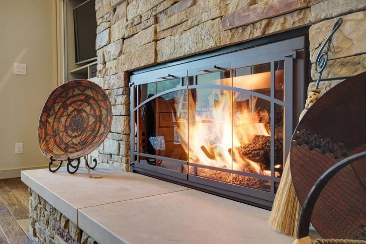 zero clearance fireplaces stacked stone surround hearth 