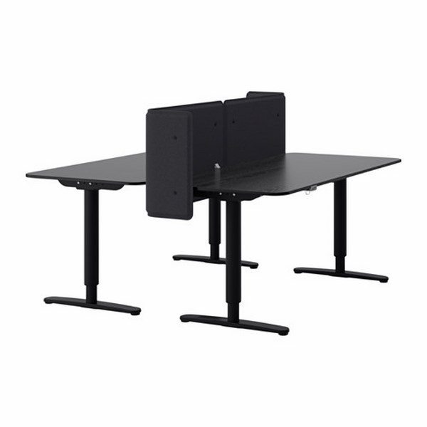  black office by IKEA sit stand with screen