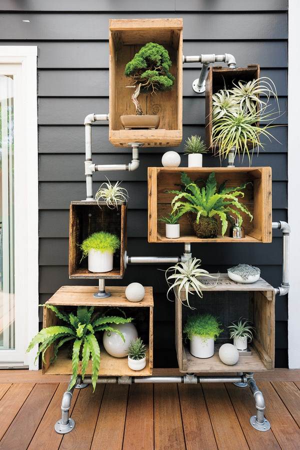 DIY industrial style plant stand 