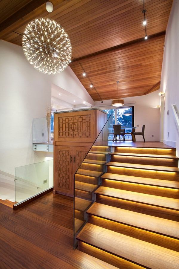 Interior  contemporary staircase led stair  modern home 