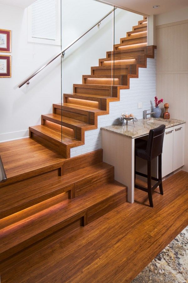 contemporary staircase wood glass