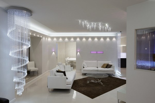 LED chandeliers contemporary living room 