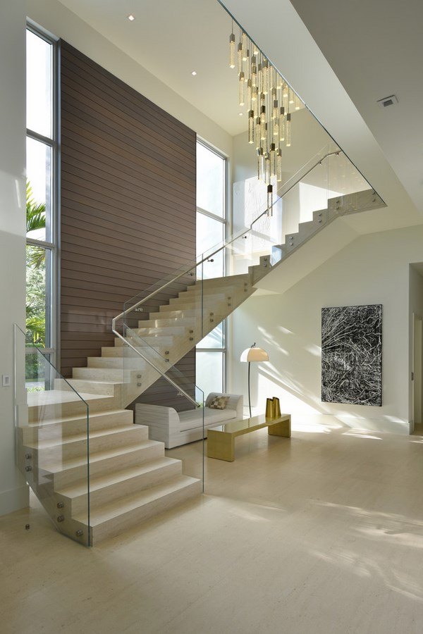  modern staircase lighting glass railings