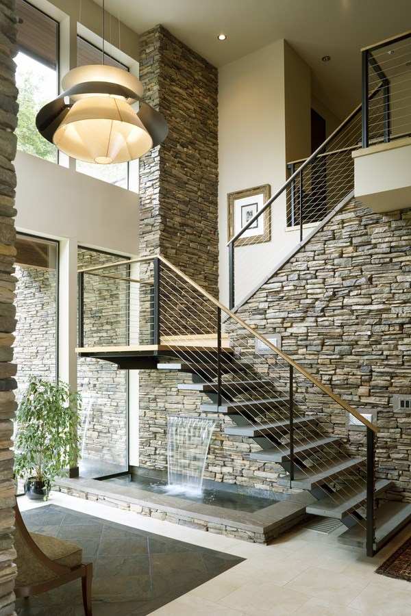 amazing fountains features stone wall 
