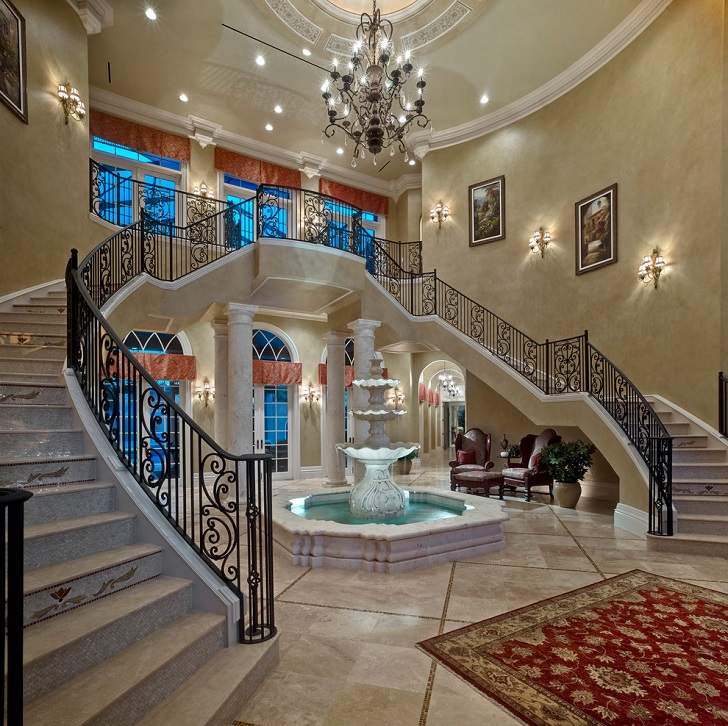 amazing indoor water fountains mediterranean staircase design