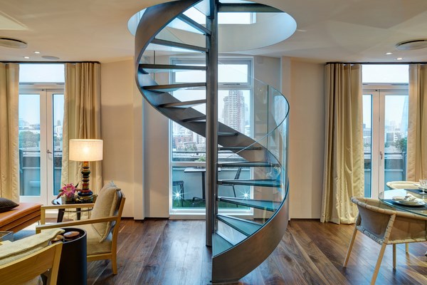 contemporary staircase steel glass