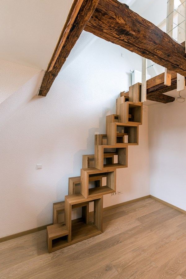 rustic staircase with storage loft stairs