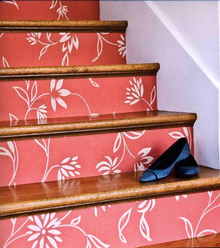 decorative stair risers orange painted stair risers 