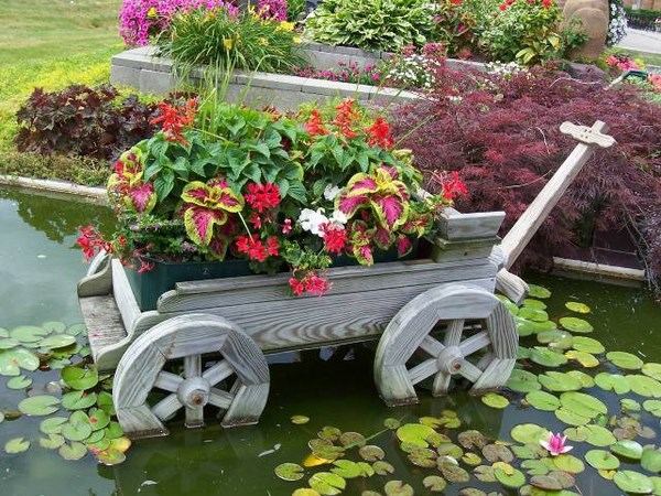 small cart garden decor garden pond