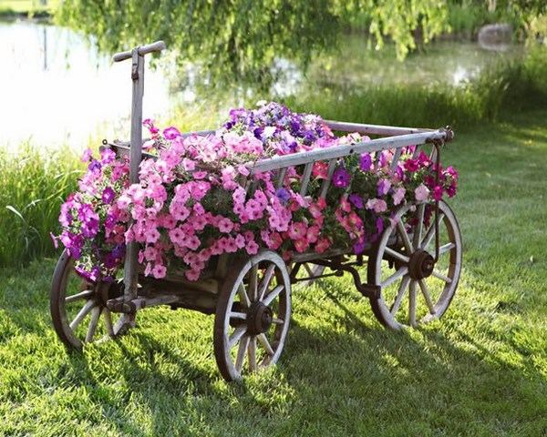 flower carts ideas upcycling ideas garden decorations DIY 