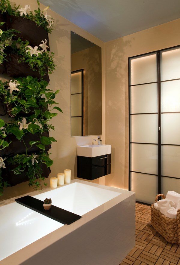 vertical living wall modern bathroom