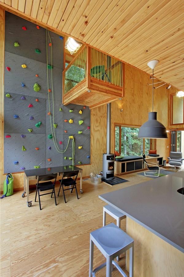 indoor rock climbing wall design ideas open plan living room
