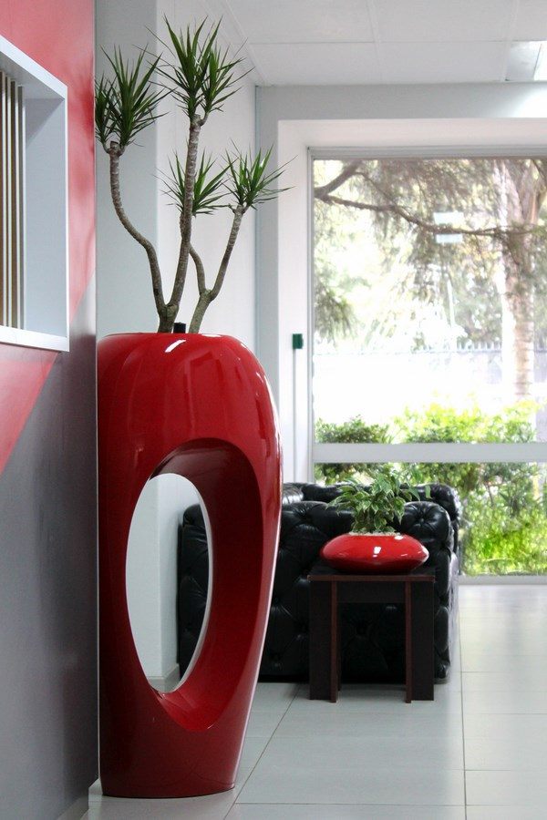 contemporary home red planter