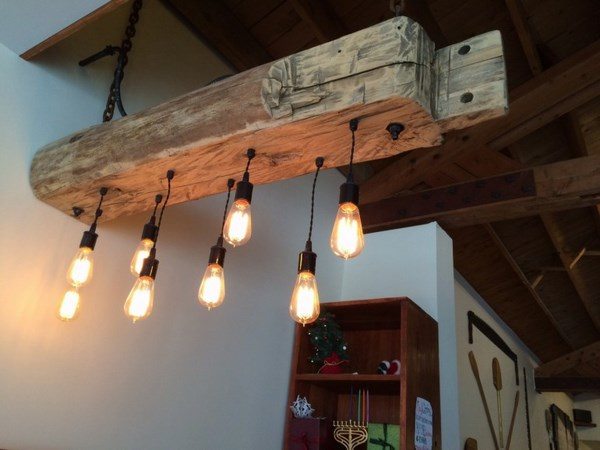 solid wood reclaimed wood light fixture