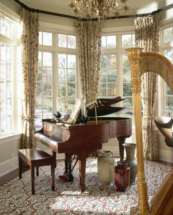 bay-window-curtains-bay-ideas sunroom grand piano