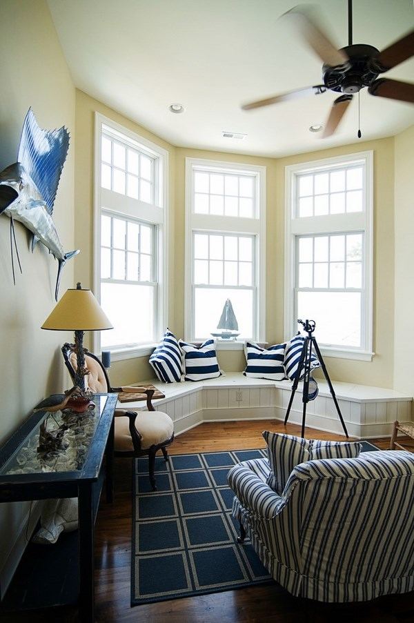 beach style family room bench