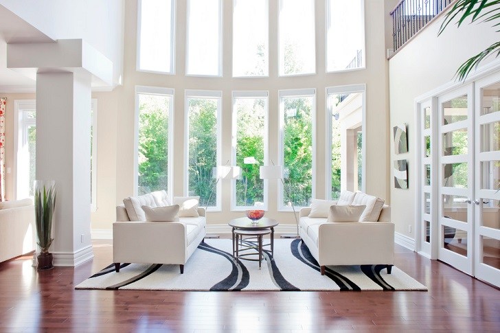 bow window ideas contemporary living room design wood flooring