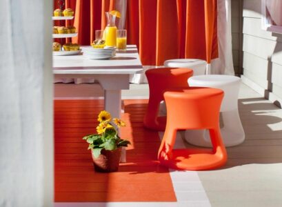 deck-paint-ideas-painted-rug-deck-house-exterior-decorating-ideas-white-orange-colors