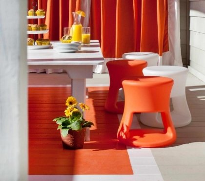 deck-paint-ideas-painted-rug-deck-house-exterior-decorating-ideas-white-orange-colors