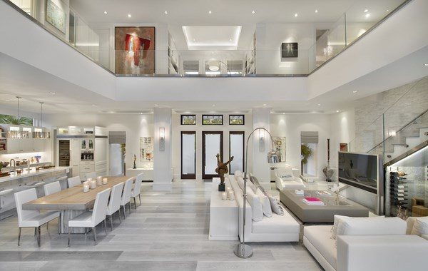 grey hardwood floors modern open plan living space contemporary interior 