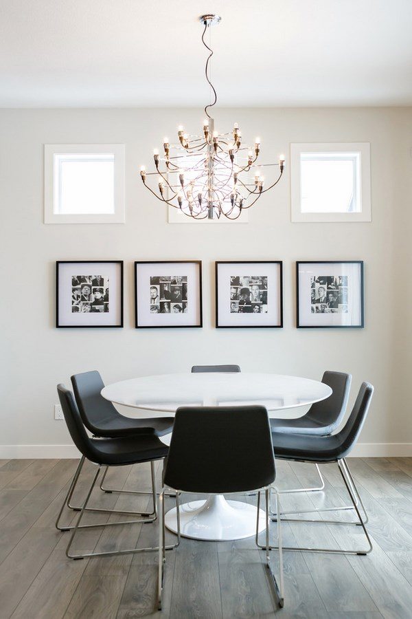 grey hardwood floors wide plank floors modern dining room