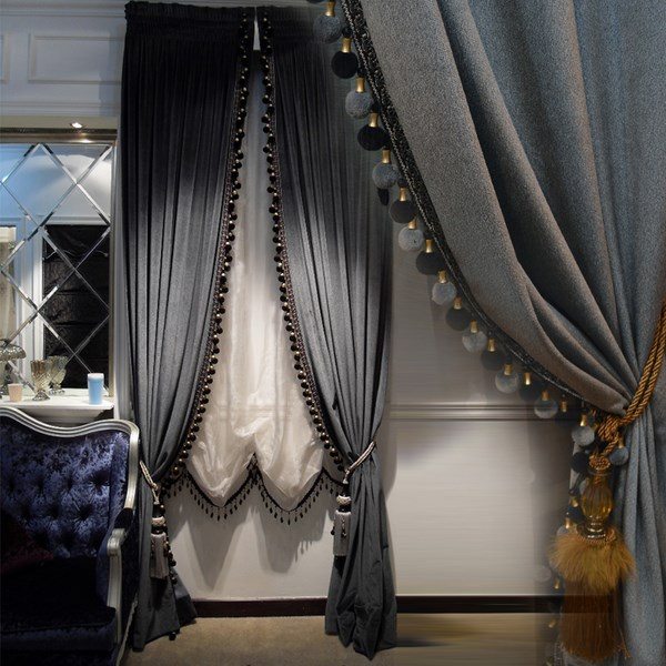 how-to-soundproof-a-bedroom-velvet curtains with valance