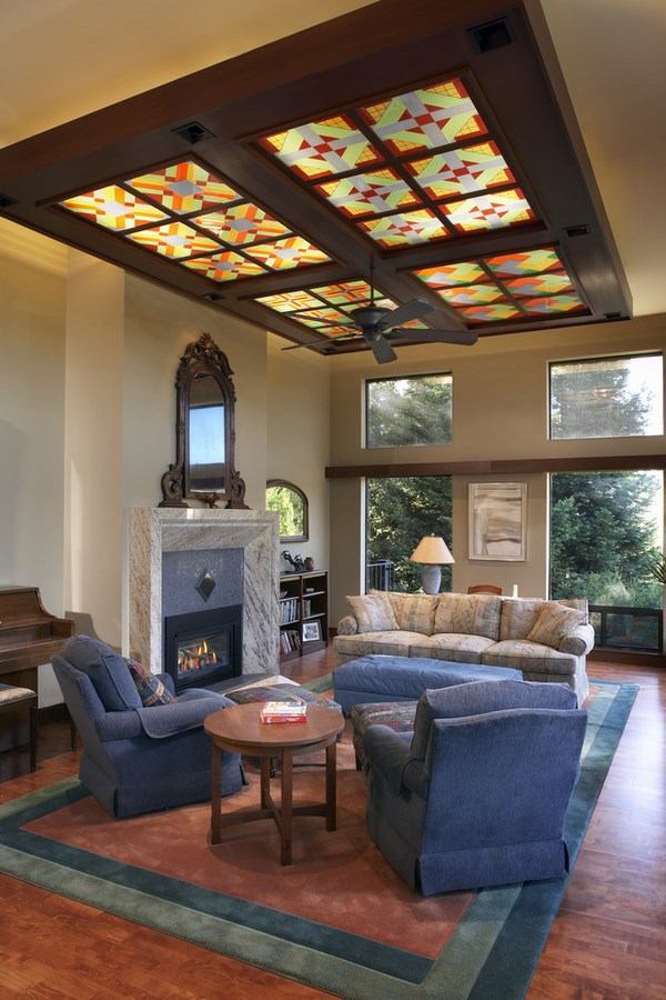 living room stained glass panels