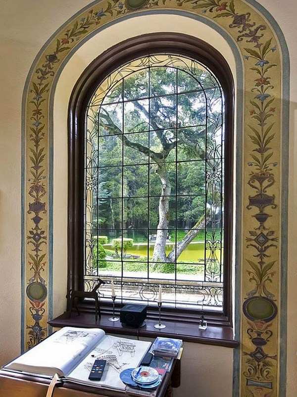 arched window mediterranean home office