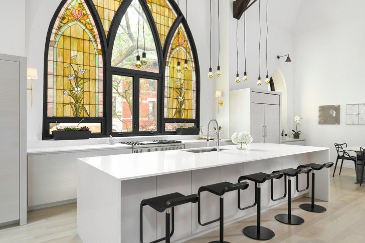 unique stained glass windows contemporary kitchen white kitchen 