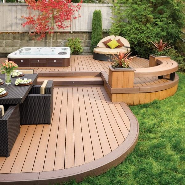 wood composite deck maintnance contemporary deck hot tub decking