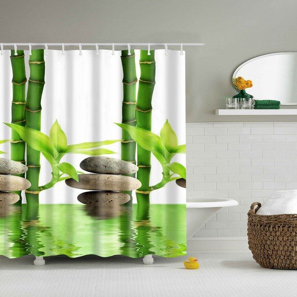 Bamboo print shower curtains for bathroom decoration