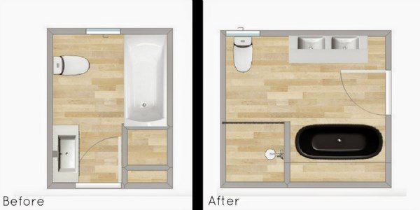 Bathroom makeover space saving layout ideas