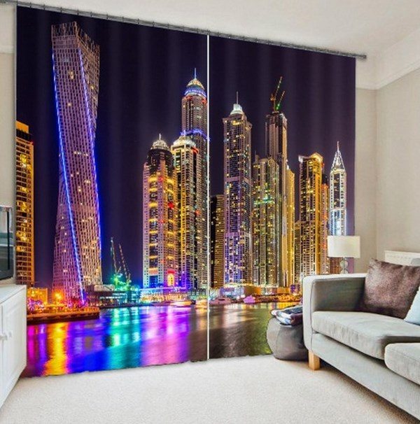 Dubai architecture 3d curtain print