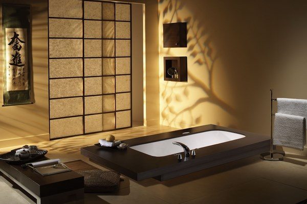 Japanese style in the bathroom neutral colors natural materials