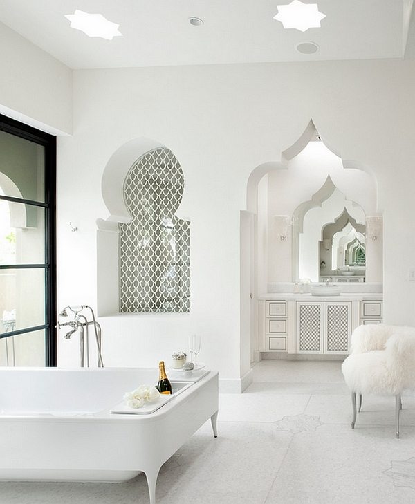 Moroccan architectural elements white bathroom decorating ideas