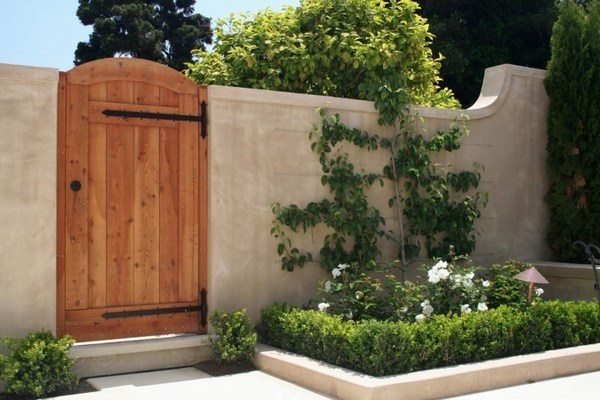 Solid wood gate metal hinges garden wall