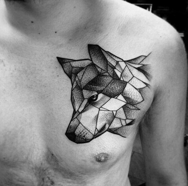 Wolf geometric tattoo for men