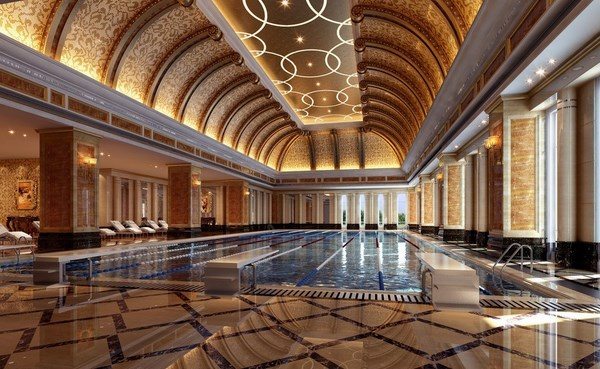 amazing curved ceiling design luxurious indoor swimming pool decorating ideas