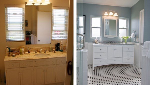 before and after small bathroom remodel furniture lighting ideas