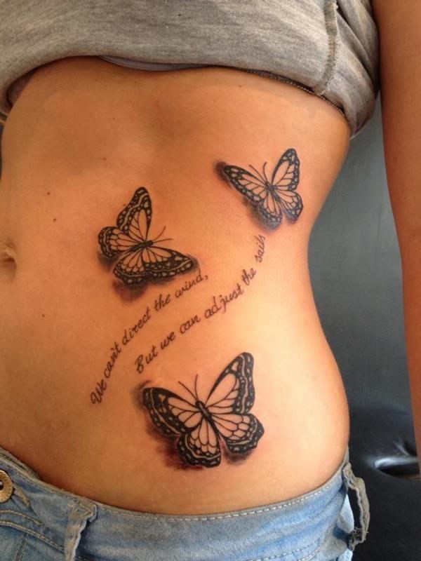 butterflies and phrase tattoo for women