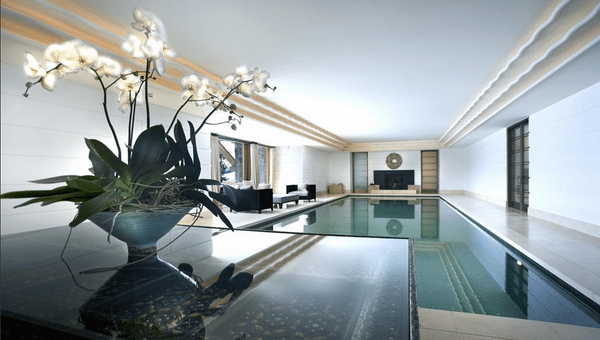 contemporary indoor pool with minimalist design