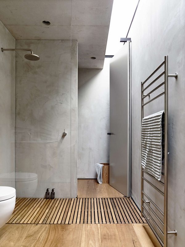 contemporary style bathroom minimalist decor concrete walls